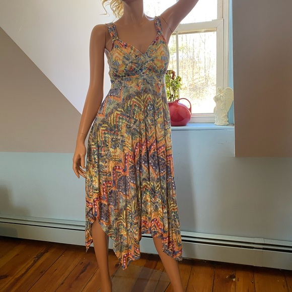 AMERICAN RAG SUNDRESS W/ HANDKERCHIEF HEM PASTELS SIZE L Spring / Summer Wow! - Picture 4 of 12